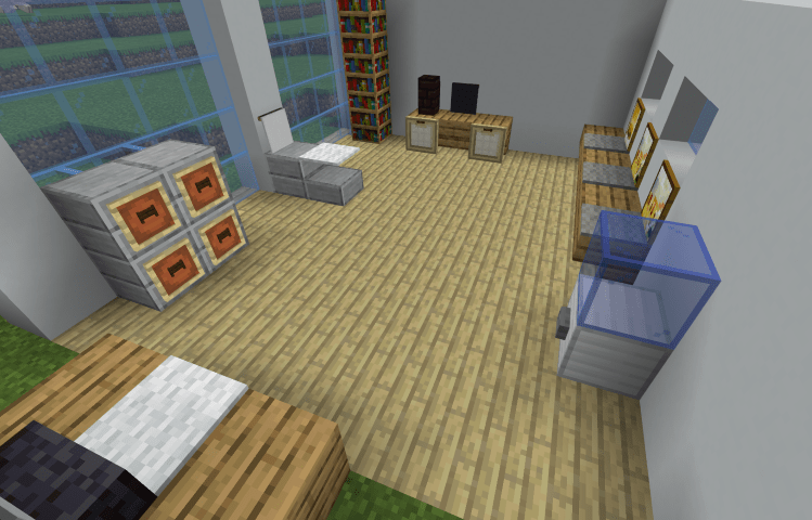 Easy Office Furniture In Minecraft, How To Build A Front Desk In Minecraft