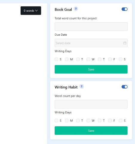 Suite of Writing Tools for Atticus that let you set writing goals, a due date, which days you plan to write, and even track your daily word count