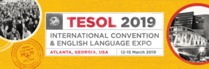 The banner from TESOL19 featuring a yellow background, a picture of the Georgia World Congress Center, and the words TESOL 2019. Check out our slides from TESOL